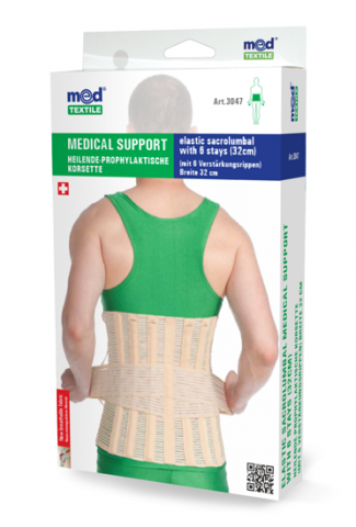 M3047 Elastic Lumbosacral Orthosis with 6 splints and height of (32 cm)