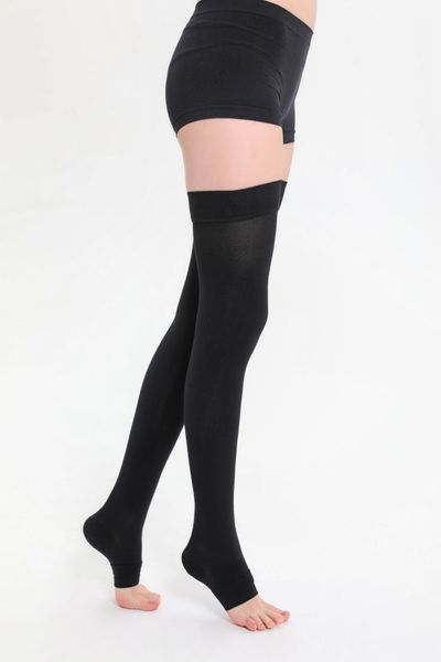 LYON Long compression stockings for varicose veins 18-21 mmHg.(class 1), open toes VG014