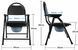 Portable toilet-shower chair, easy to fold, with removable bucket for adults, small plastic handles, load capacity 150 kg.