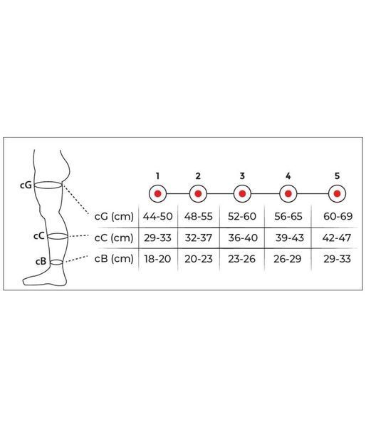Preventive compression stockings 140 DEN-14-18 mm Hg - self-supporting with silicone CLAS 1 PV-100, L/3