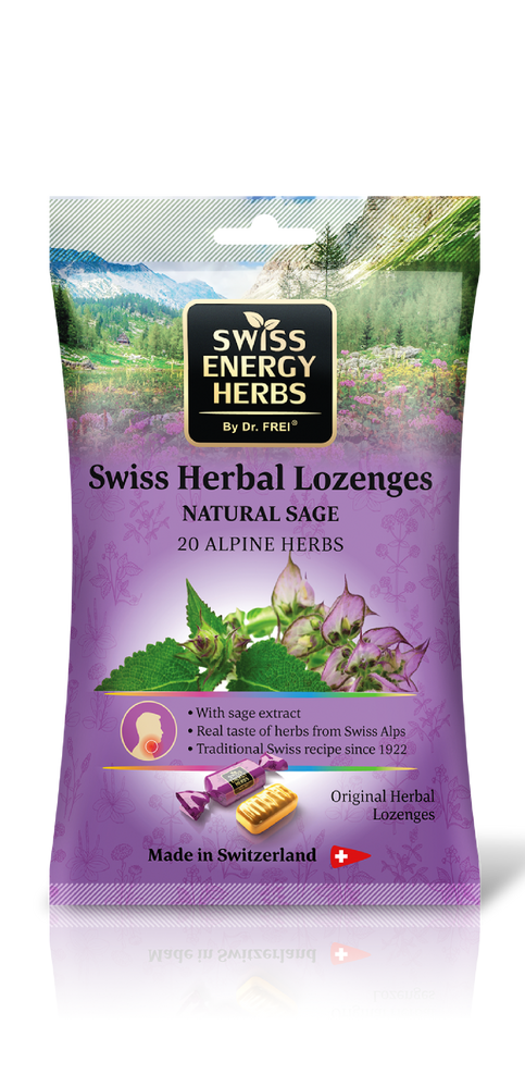 Swiss Energy, Sage Throat Drops + 20 Alpine Herbs